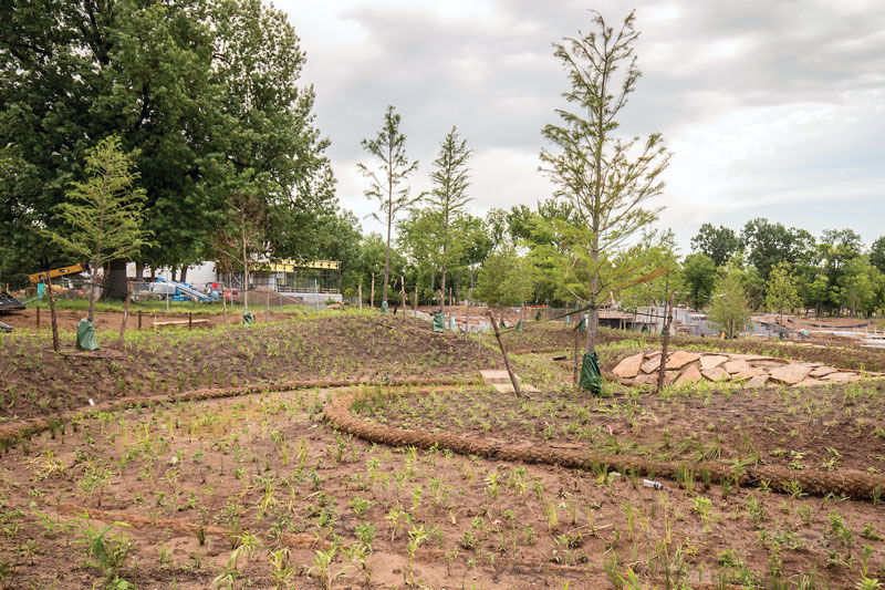 Playground, pond take shape at Gathering Place